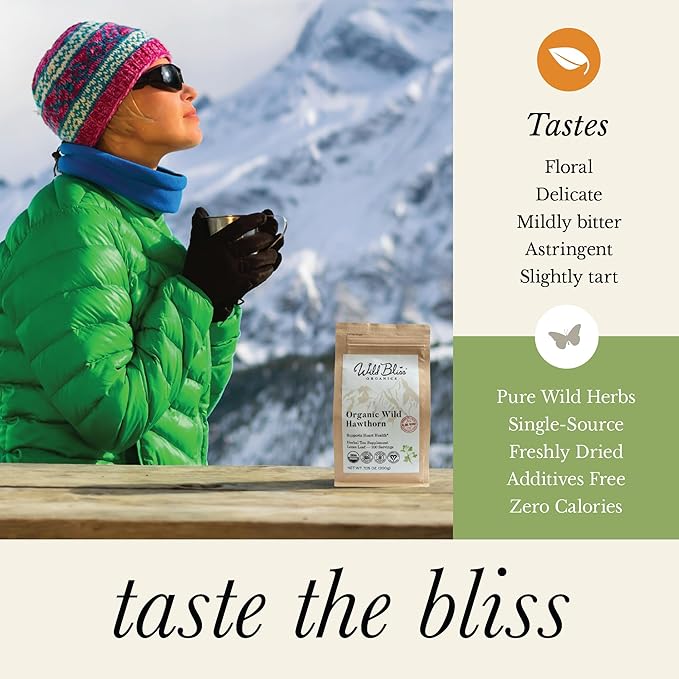 Organic Hawthorn Tea - Caffeine Free Loose Leaf and Flower Herbal Tea - Pharmacopoeia Potency - 100 Servings - Bloomnest