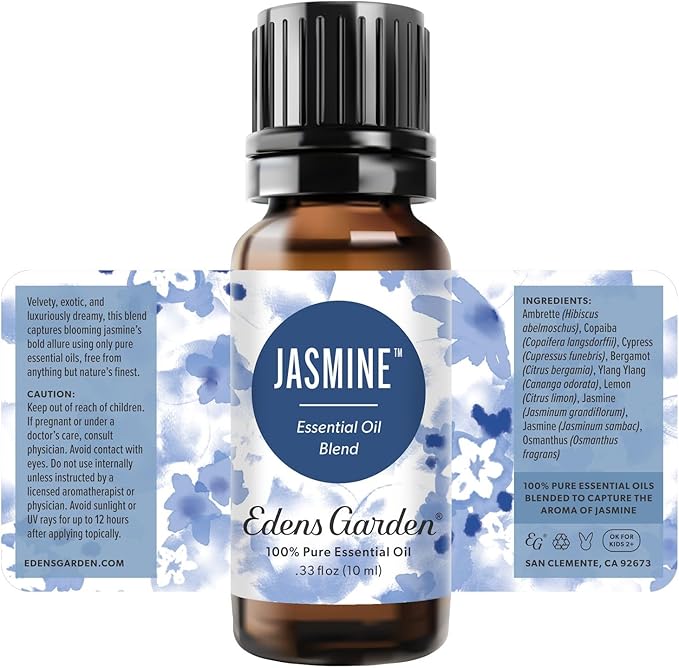 Edens Garden Jasmine Essential Oil Blend – 100% Pure Premium Grade, Natural & Synthetic-Free, Undiluted for Hair Care, Home Diffusers, Skin, Aromatherapy, Massage & Humidifiers 10 ml (.33 fl oz) EdensGarden