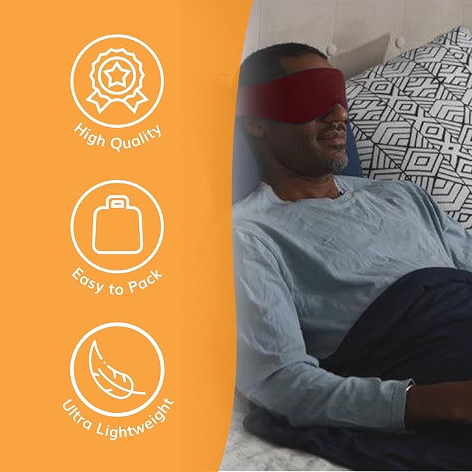 Happyluxe Escape Sleep Mask - Buttery Soft Airplane Eye Mask for Sleeping or Napping in Bed. Machine Washable. - Cabernet Red, Made in USA - Bloomnest