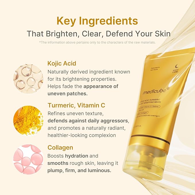 medicube Wrapping Mask Kojic Acid, Turmeric, Vitamin C Overnight Peel Off Facial Mask | Brighten & Defends Against Skin Stress for a Clear, Glowing Complexion | Korean Skin Care, 2.53 fl.oz - Bloomnest