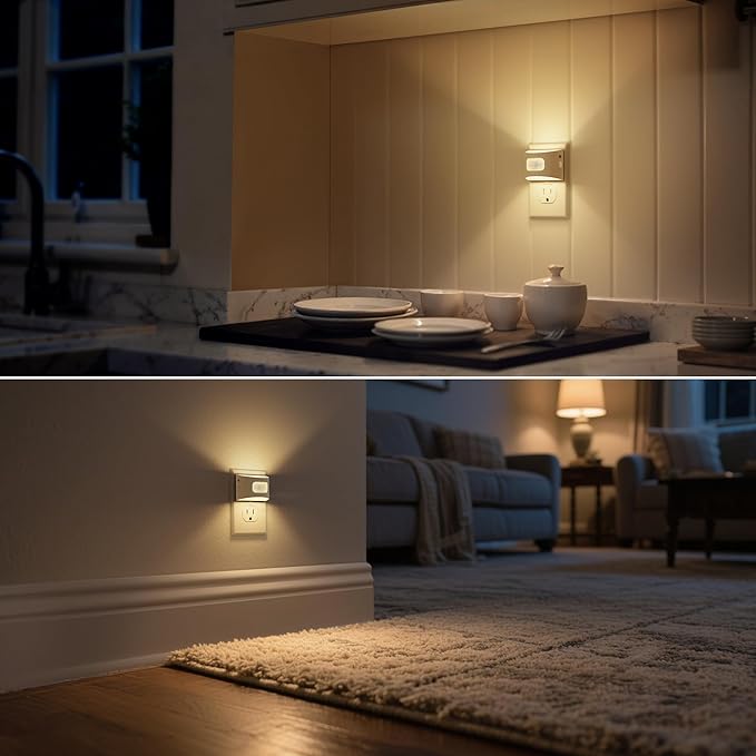 DORESshop LED Night Light[2 Pack], Night Lights Plug into Wall, 3 Mode Plug in Night Light with Motion Sensor, Dusk to Dawn Sensor, Nightlights for Adults, Bedroom, Bathroom, Hallway, White Cover - Bloomnest