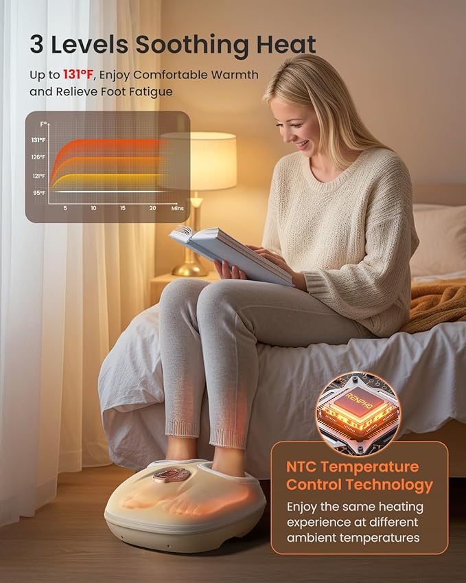 RENPHO Foot Massager Machine with Heat [2026 Upgraded], Shiatsu Foot Massager for Plantar Fasciitis, Birthday Gifts for Women, Wireless Control, Voice Control (New)