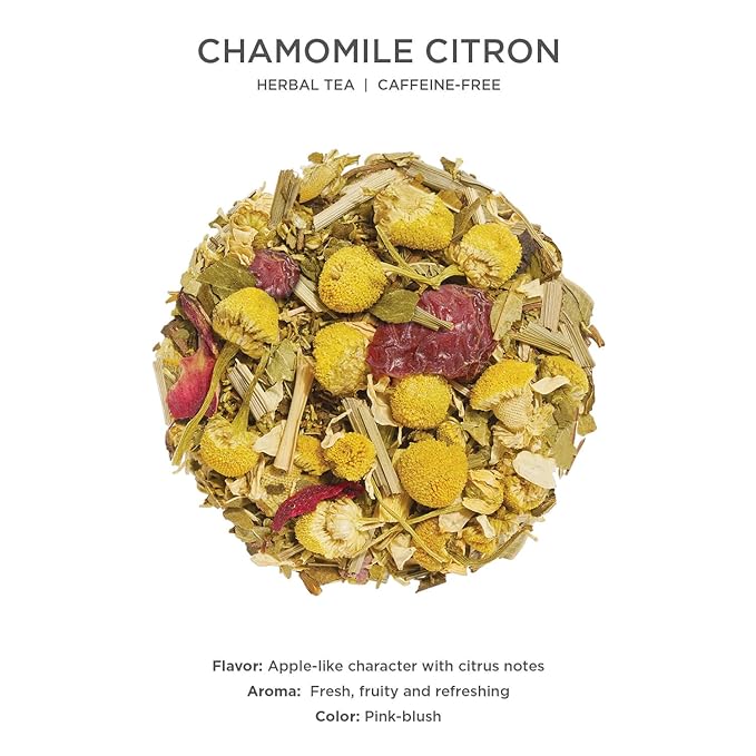 Tea Forte Chamomile Citron Premium Loose Leaf Caffeine-Free Herbal Tea Blend Canister, Makes 35-50 Cups - Bloomnest