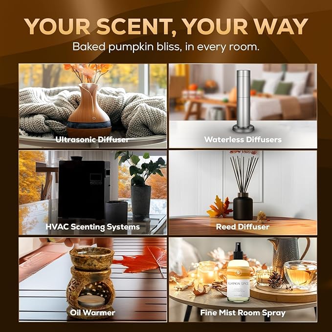 Aroma Country Pumpkin Spice Diffuser Oil - Luxury Essential Oils for Diffuser Refill & Air Freshener Room Spray, Long-Lasting, Natural Home Fragrance for Diffusers & Machines (4 Fl Oz) AromaCountry