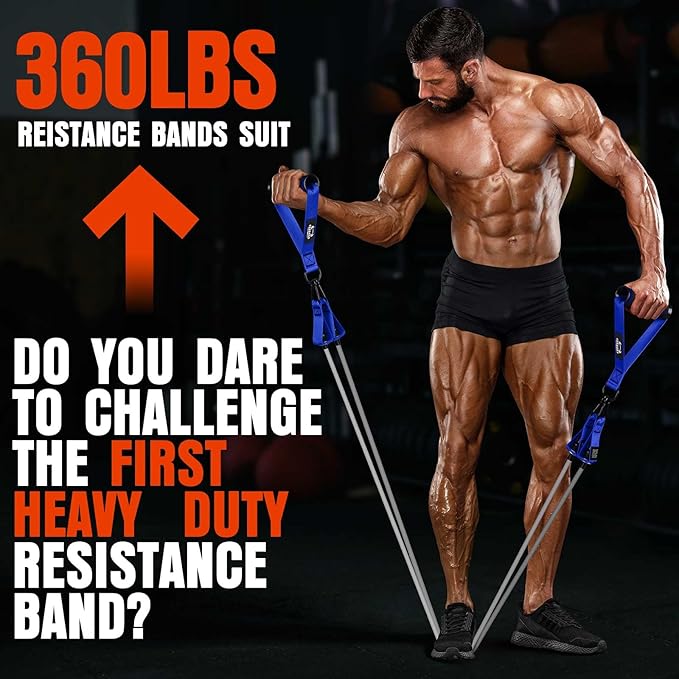 Heavy Resistance Bands for Working Out, 300LBS Exercise Bands with Handles, Workout Bands for Men, Weight Fitness Bands Set for Muscle Training, Strength, Slim, Yoga, Home Gym Equipment - Bloomnest