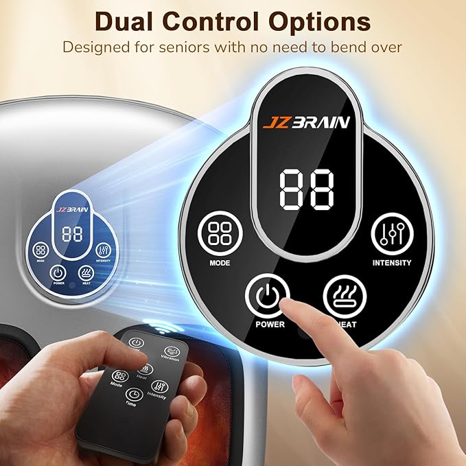 Shiatsu Foot Massager Machine with Heat : Deep Kneading Foot Massager with Vibration & Compression for Plantar Fasciitis & Neuropathy - for Women & Men,Relax for Home Office Use (Silver) - Bloomnest