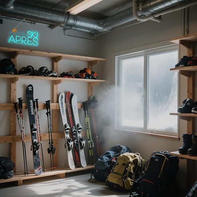 LUCUNSTAR Skiapres Neon Sign - LED Wall Decor for Ski Resorts, Après-Ski Bars & Winter Sports Enthusiasts, USB-Powered with Adjustable Brightness, Mountain-Themed Lighting - Bloomnest