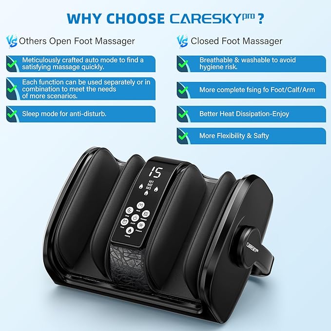 Foot Massager with Heat, 3 Heating Therapy 5 Intensity, Deep Kneading Rolling for Calf-Feet-Arm Circulation, Plantar Fasciitis and Pain Relief