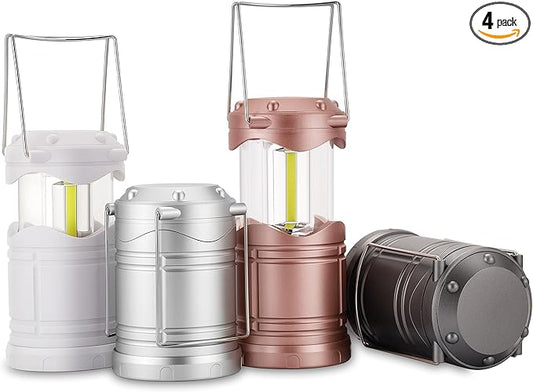 Lichamp LED Camping Lantern, 4 Pack Battery Powered Flashlight for Power Outages, Portable Collapsible Hanging Light Essential for Home, Outdoor, Emergency Lamp Survival Kit Gear for Hurricane, C4 - Bloomnest