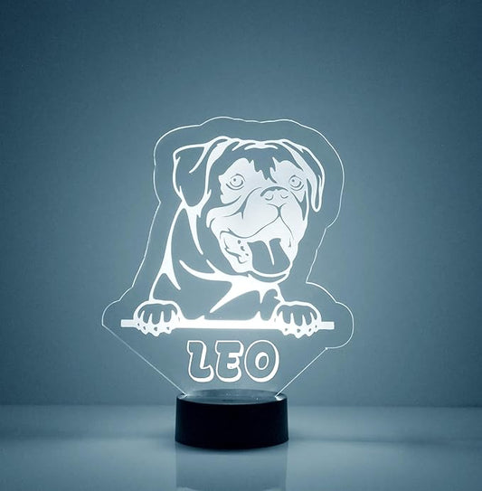 Custom Dog LED Sign Night Light Lamp with Remote, Light Up Display with Personalized Name or Image, Customized, Made in The USA, Clear Acrylic Home Decor Design with 16 Colors, 4 Modes (Pug) - Bloomnest