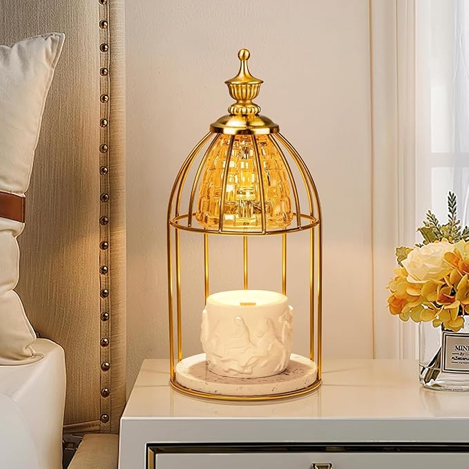 TantaScent Electric Candle Warmer Lamp in Vintage Birdcage Design with Timer – Scented Jar Candle Melter for Home Decor, Housewarming, Birthday, and Christmas (Includes 2 Bulbs) - Bloomnest