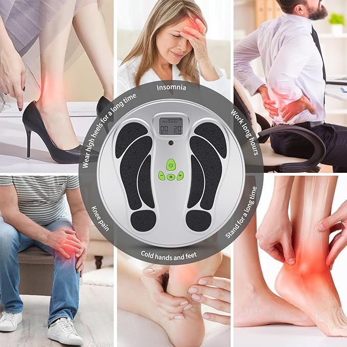 FDA Cleared - EMS Foot Massager for Neuropathy & Pain Relief, PMS/TENS Foot Leg Stimulator for Circulation & Muscle Relaxation, Electric Feet Massager for Neuropathy, Gifts for Family Dad Mun Elder - Bloomnest