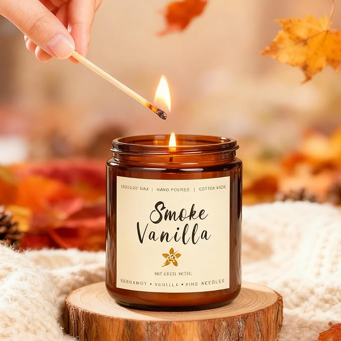 Fall Candles Set - 6 Pack Candles for Home Scented, Fall Scented Candles for Autumn Gift Home Decoration, Natural Non Toxic Soy Candle Gifts for Women, Cinnamon Apple/Autumn Wreath - Bloomnest
