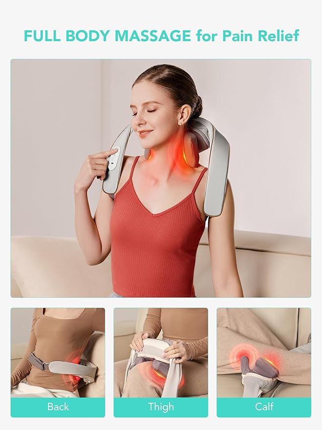 SKG Neck Massager for Pain Relief Deep Tissue 6D Kneading with Heat Cordless Neck and Shoulder Massage Gifts for Men and Women H5 mini - Bloomnest