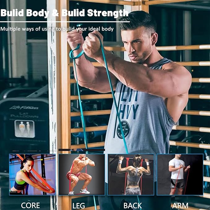 Resistance Bands, Pull Up Assist Bands - Workout Bands, Eexercise Bands, Long Resistance Bands Set for Working Out, Fitness, Training, Physical Therapy for Men Women