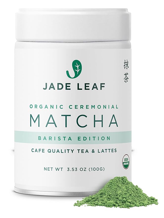 Jade Leaf Matcha Organic Premium Ceremonial Grade Matcha Green Tea Powder - Japanese - Culinary, Ingredient, Ceremonial Barista Teahouse, Latte, Collagen, 3.53 Ounce (Pack of 1), Ceremonial Barista - Bloomnest