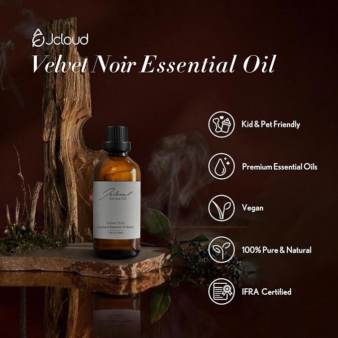 JCLOUD Velvet Noir Essential Oil for Scent Air Machine | Home Luxury and Hotel Scents for Diffuser - Pure Aromatherapy Diffuser Oil with Blackcurrant, Jasmine and Musk - 100mL JCLOUD