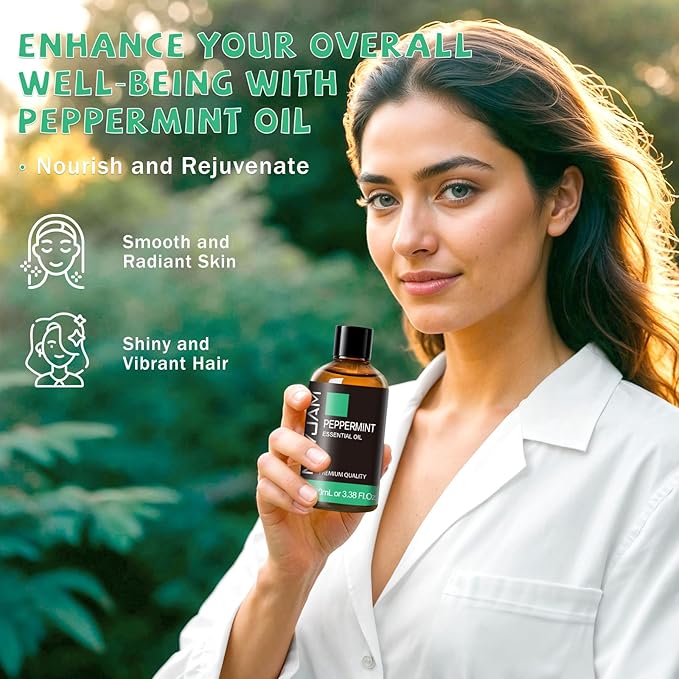 Peppermint Essential Oil - Huge 3.38 Fl Oz - Premium Grade Peppermint Oil Essential Oil for Diffuser, Hair Care, Skin Care, Aromatherapy, Massage, Soap and Candle Making - Bloomnest