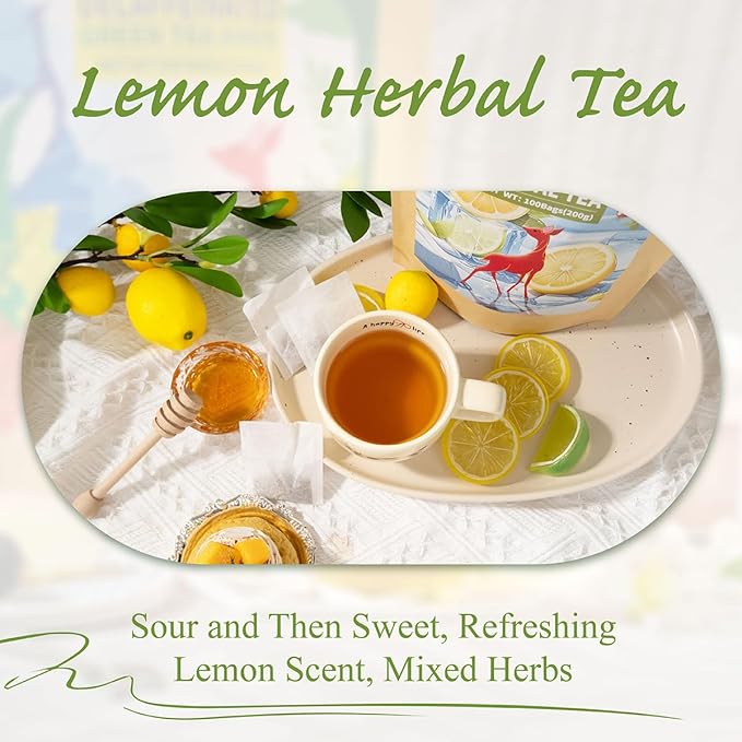 WT WEETEE Lemon Herbal Tea Bags, 2g x 100 Count, Juicy & Refreshing Lemon Flavor, Hot Iced & Cold On-the-Go, Natural Caffeine-free Lemon Tea - Bloomnest