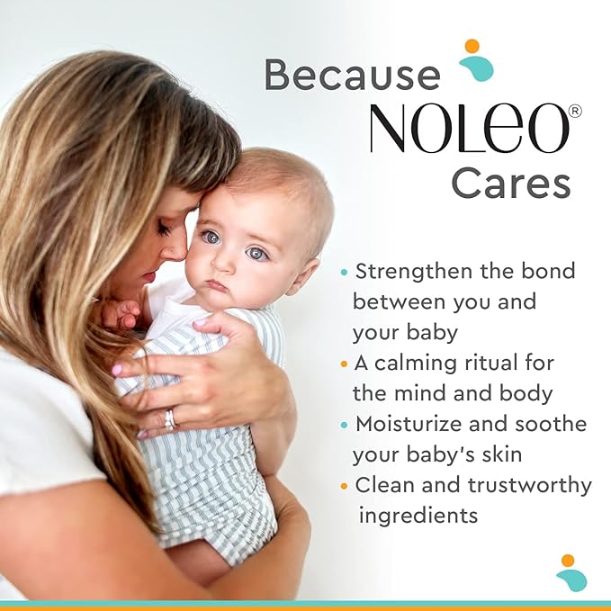 NOLEO Gentle Baby Oil - Calming Baby Oil for Newborn w/Grapeseed, Safflower & Jojoba Baby Skin Care Natural Oils - Baby Oil Organic for Sensitive Skin, No Fragrance & No Perfumes - 4 oz - Bloomnest