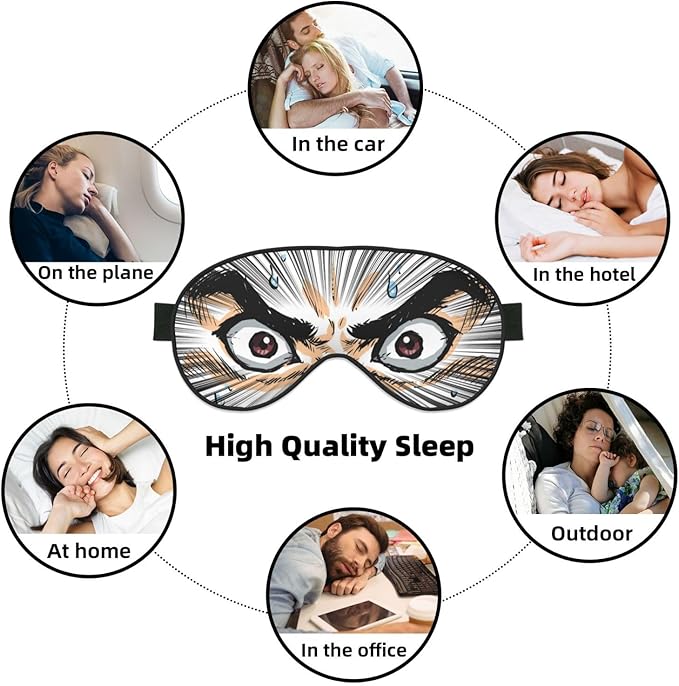 Sleep Eye Mask Cartoon Eyes Sleep Mask for Women Men Comfortable Eye Mask with Adjustable Strap Soft Eye Cover Blindfold for Travel Yoga Nap Shift Work - Bloomnest