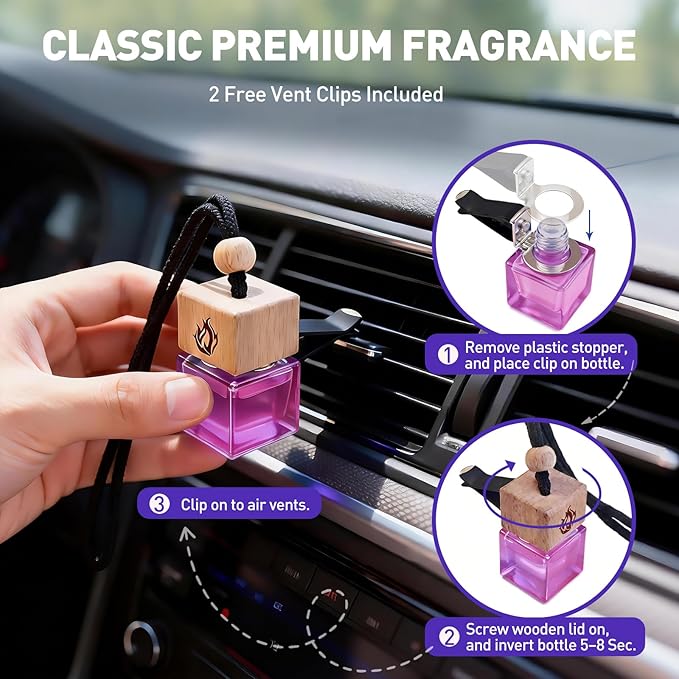 Car Air Freshener Hanging 2 Pack, Vanilla Cream Scent Car Air Fresheners Diffuser, Long Lasting Car Fragrance, Cute Car Accessories for Women - Bloomnest
