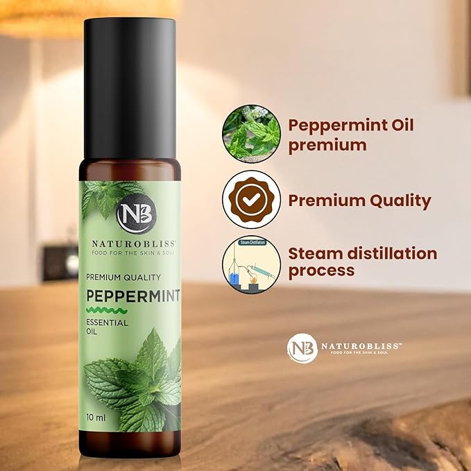 NaturoBliss Peppermint Essential Oil Roll-On, 10 ml - Bloomnest