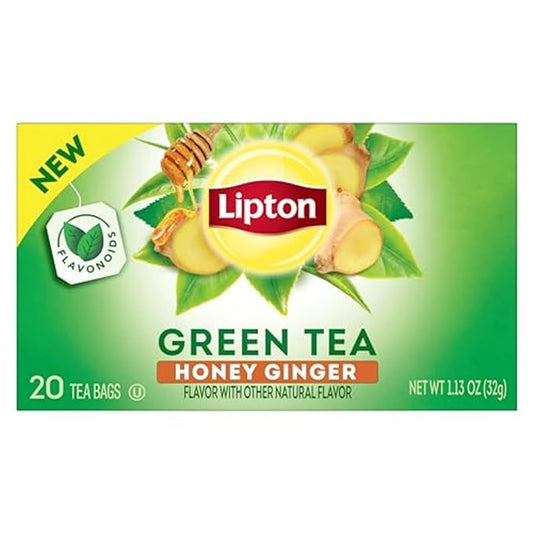 Lipton Honey Ginger Green Tea Bags 20-Count Flavored Unsweetened Hot or Iced Tea with Caffeine Flavonoids Natural Zesty Ginger Honey Aroma Rainforest Alliance Certified - Bloomnest