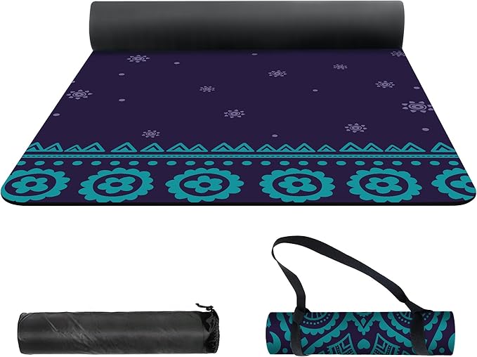 nuveti Yoga Mat Print Extra Thick TPE Non Slip Fitness Exercise Mat with Carrying Bag,72"x24" Extra Thick 6MM Exercise & Workout Mat for Yoga, Pilates Fitness and Floor Exercises - Bloomnest