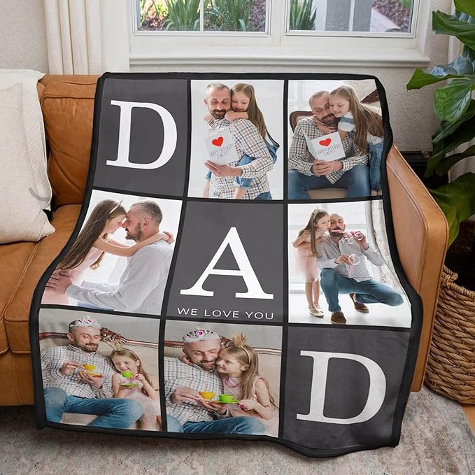 Gifts for Dad Customized Blanket with Photo, Make a Personalized Fathers Day Blankets with Picture to My Dad Custom Memories Souvenir Throw Blanket for Best Daddy Ever - Bloomnest