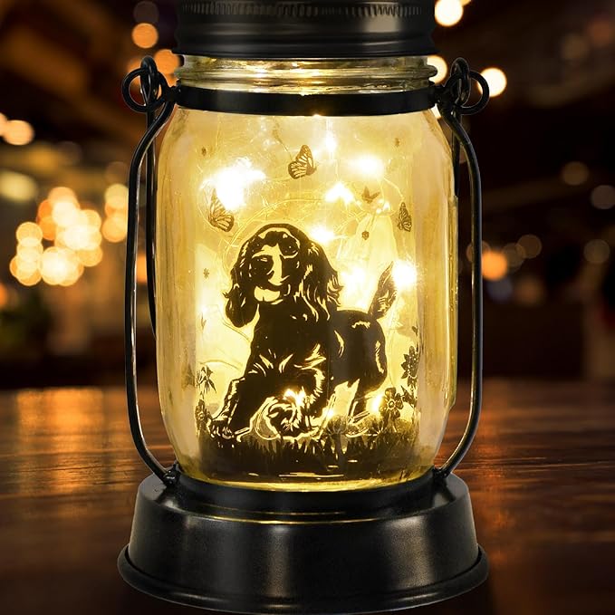 Cocker Spaniel Dog Gifts for Women/Men Cocker Spaniel Solar Lanterns Birthday Dog Lovers Lantern Pet Loss Dog Memorial Lights Solar Garden Decoration for Yard, Patio,Backyard,Porch Torches Light - Bloomnest