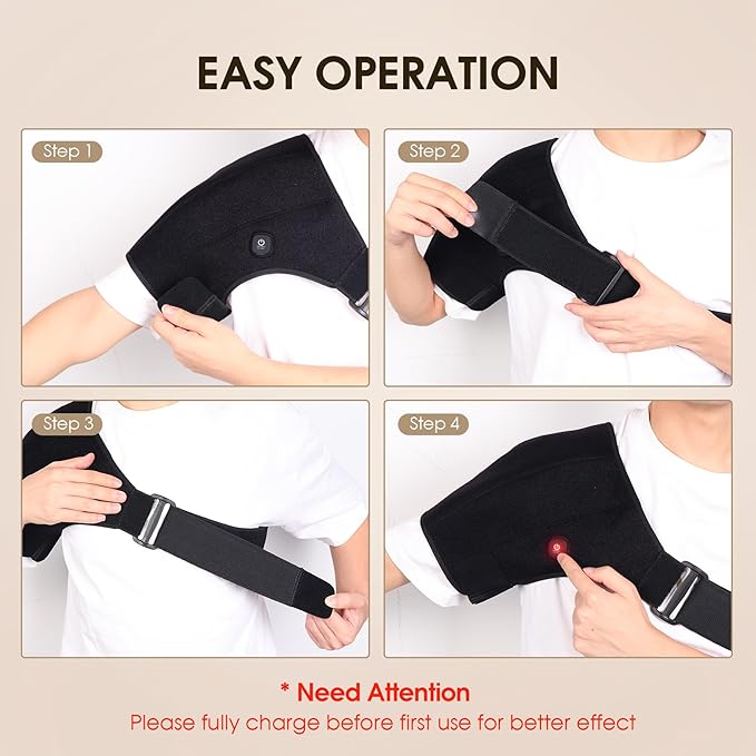 Cordless Heated Shoulder Wrap for Shoulder Pain with 2 Heating Settings Warmer, Heating Shoulder Brace Heating Pad for Men and Women - Bloomnest