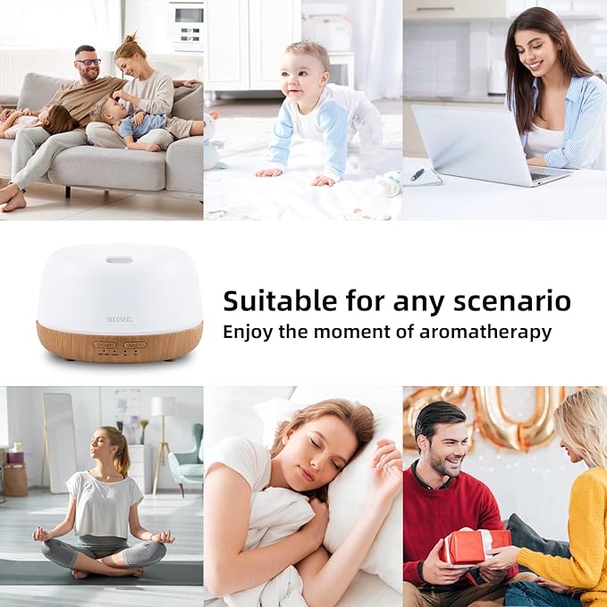 300ML Essential Oil Diffuser with 7-Color LED Lights and Remote Control, Modern Minimalist Design, High-Efficiency Ultrasonic Mist Aromatherapy Diffuser for Home - Bloomnest