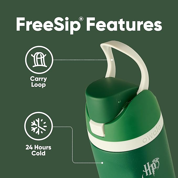 Owala Harry Potter FreeSip Insulated Stainless Steel Water Bottle with Straw, BPA-Free Sports Water Bottle, Great for Travel, 24 Oz, Slytherin Owala