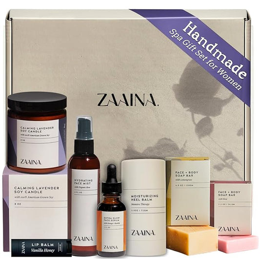 ZAAINA Spa Gift Set for Her - Luxury Self Care Spa Kit for Women, Valentine Spa Gift Basket, Pampering At Home Bath and Body Relaxation Spa Package, Gifts for Mom Wife Friend, Birthday Gifts for Women
