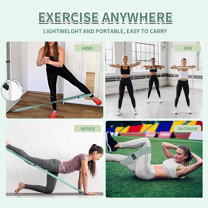 9 PCS Fabric Resistance Bands Set for Working Out, Non-Slip Exercise Booty Bands for Women & Men Leg and Glutes with Hair Ties and Tape Measure - for Home Gym Workout, Yoga, Pilates - Bloomnest