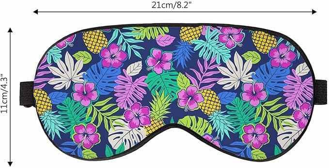 Hibiscus Pineapple Sleep Eye Mask Tropical Leaf Summer Holidays Men Women Sleep Mask with Adjustable Strap Eye Cover Eye Shade for Travel, Nap,Meditation - Bloomnest