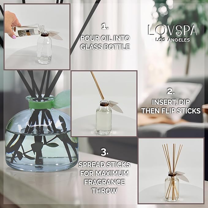 LOVSPA Clean Cotton Blossom Diffuser Oil - Luxury Essential Oils for Diffuser Refill & Air Freshener Room Spray - Long-Lasting & Natural Home Fragrance, Scented Oil for Diffusers, USA Made, 4oz - Bloomnest