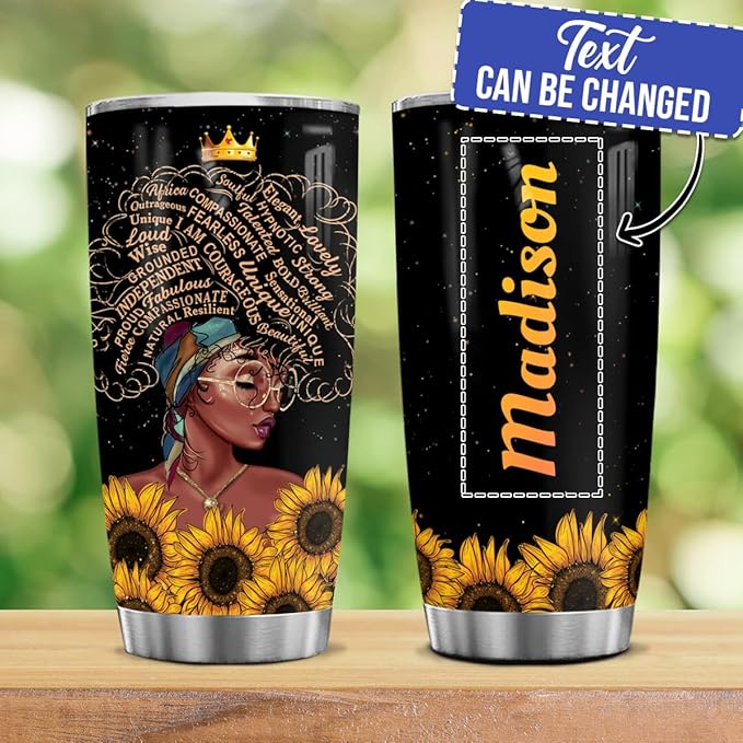 winorax Black Girl Tumbler Personalized Melanin Cup 20oz 30oz Stainless Steel Insulated Tumblers Coffee Mug With Lid Birthday Christmas African Gifts For Women Afro Girls Queen Friends Sister - Bloomnest