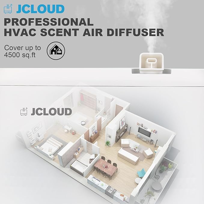 JCLOUD Smart Scent Air Machine for Home, Hotel Scent Diffuser with Cold Air Tech 850ML, HVAC Scent Diffuser Cover Up to 4500 Sq. Ft, Upgraded Waterless Oil Diffuser for Home, Hotel, Office, Spa - Bloomnest