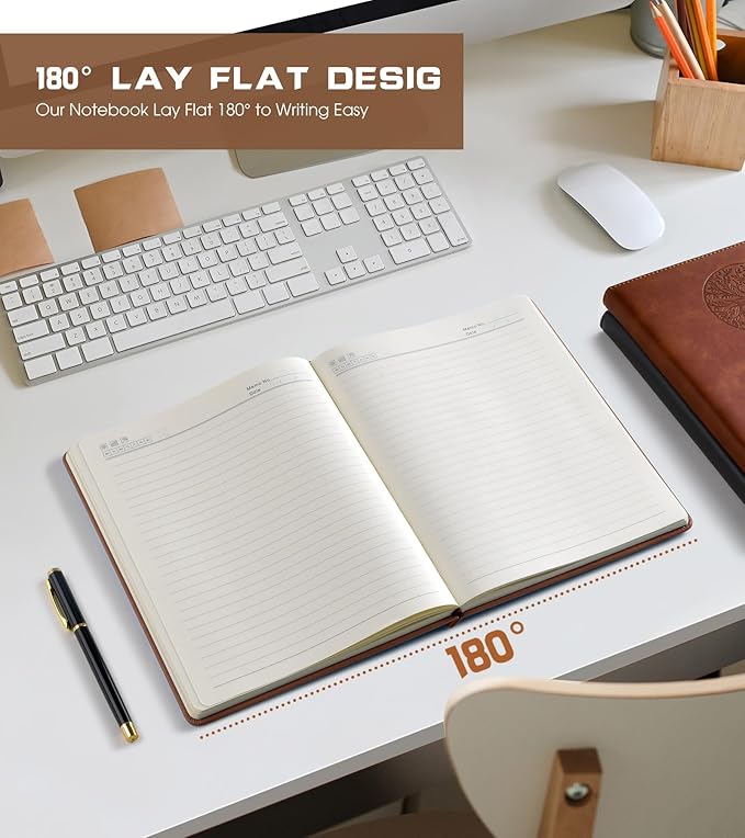 Lined Journal Notebook for Women Men,256 Pages B5 Large Hardcover Leather Journals for Writing,Travel,Business,Work & School,College Ruled Notebooks for Note Taking,Diary Notepad 7.8"×10.2" - Bloomnest