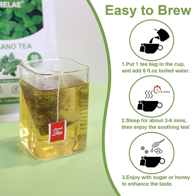 TEARELAE - Oregano Tea Bags - 50 Count - Premium Natural Oregano Leaves - Aid in Digestion, Rich in Antioxidants - Non-GMO - Caffeine-Free - Bloomnest
