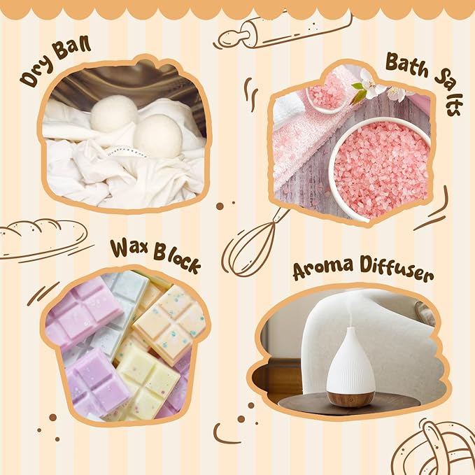 Bakery Essential Oils Set, Fragrance Oil Set for Diffuser, Scent Diffuser Oil for Candle Making- Chocolate Cookies, Creamy Vanilla, Coffee Cake, Pumpkin Pie, Candy Cookies, Cinnamon Rolls - Bloomnest