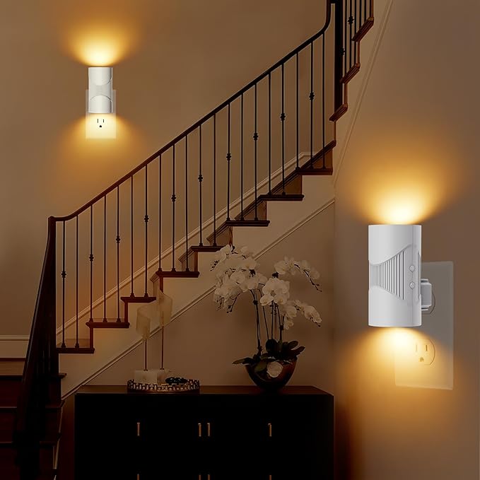 easuntec Night Light, Night Lights Plug into Wall, Warm Led Night Light, Dusk to Dawn Light Sensor, 3 Light Modes, Dimmable Night Lights for Bedroom Bathroom Hallway Kitchen Stairs (White, 2 Pack) - Bloomnest