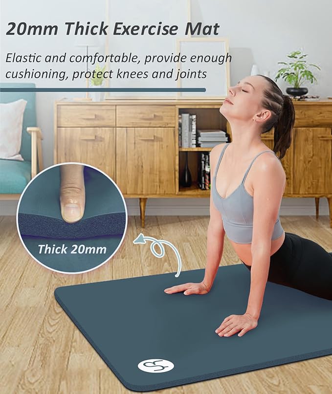 Yoga Mat Thick 1 inch Exercise Mat 76.7"x24" Workout Mats for Home Gym, Non-slip Yoga Mat for Women Men, with Carrying Yoga Bag