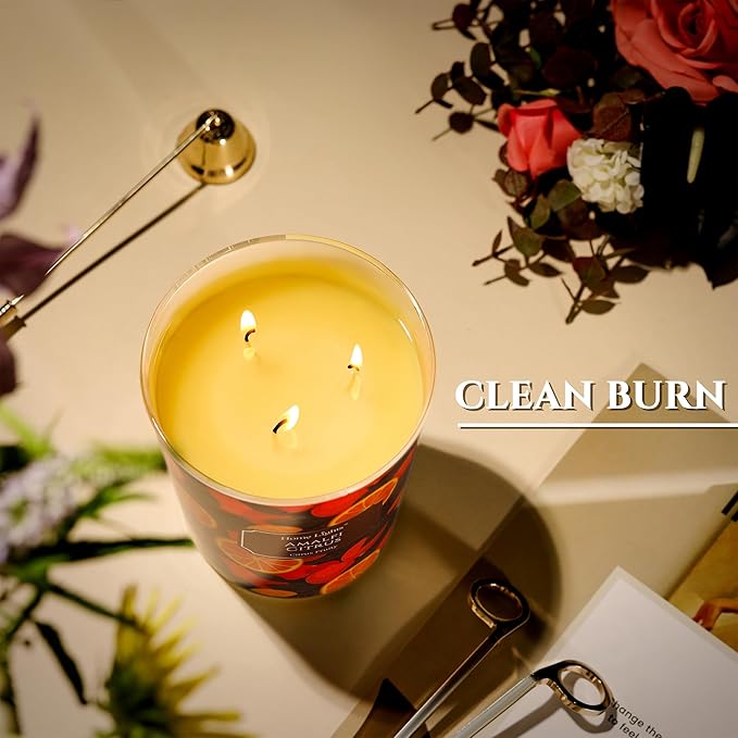 HomeLights 3-Wick Candles for Home Scented - 34oz Soy Wax Blend Candle Long-Lasting Fragrance, Eclectic Mixed Styles Home Decor and Housewarming Gifts, Amalfi Citrus - Bloomnest