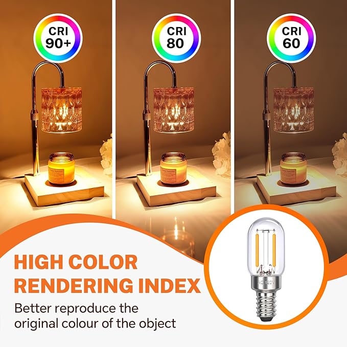 E12 LED Himalayan Salt Lamp Bulbs Night Light Bulbs 2 Watt Equal 25W Small Appliance Light Bulb Microwave Light Bulbs Under Hood 200LM 2700k T22-2 Pack - Bloomnest