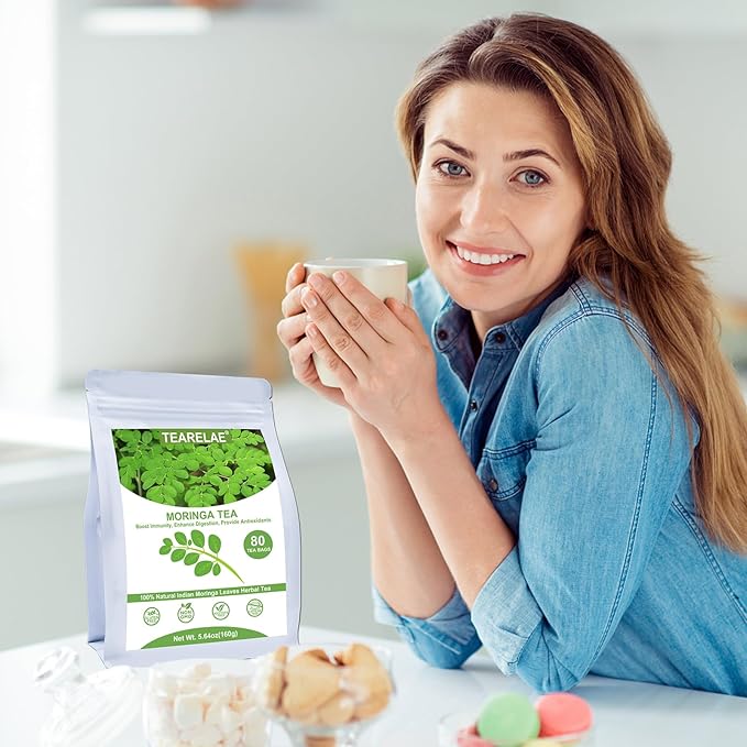 TEARELAE - Moringa Tea - 2g x 80 Count - Premium Moringa Leaves Tea Bags - Boost Immunity, Aid in Digestion - Non-GMO - Caffeine-Free - Bloomnest