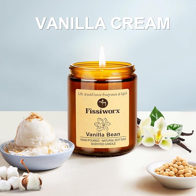Vanilla Scented Candle Set 2 Pack, Candle for Home Scented, Odor Eliminating, Stress Relief, total15oz, 110 Hours Long Lasting Candles, Soy Candle Gift Set for Women - Bloomnest