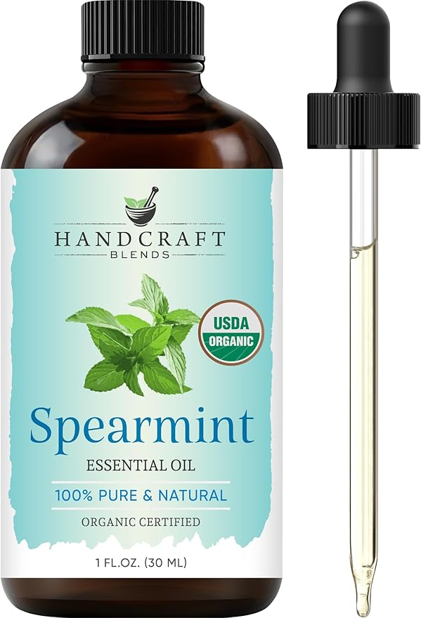Handcraft Blends Organic Spearmint Essential Oil – 1 Fl Oz – 100% Pure and Natural – Premium Grade Essential Oil for Diffuser and Aromatherapy HandcraftBlends